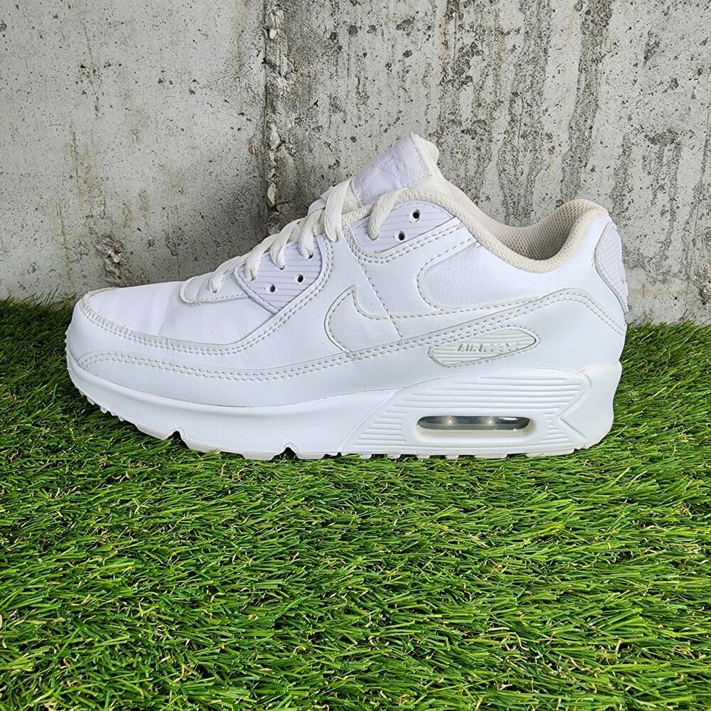 Nike Air Max 90 Triple White Sneakers Youth 7Y Women's 8.5 Shoes